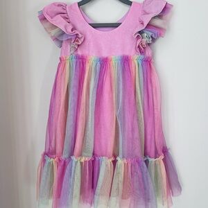 American Girl Sparkly Rainbow Ruffle Dress